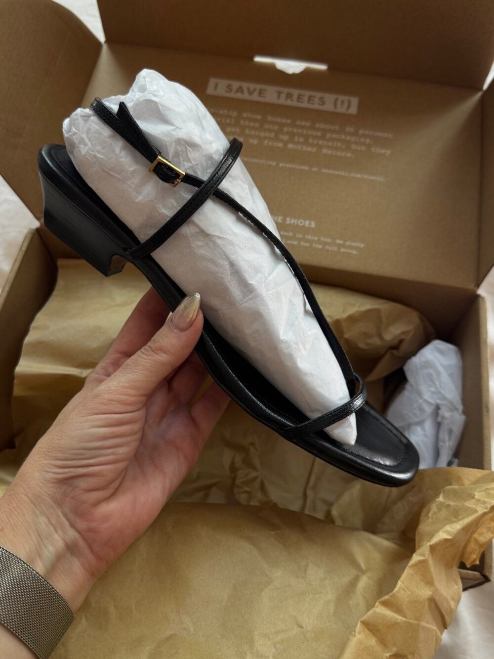 Madewell Maycie Asymmetric T-Strap Leather Sandals True Black Size 10